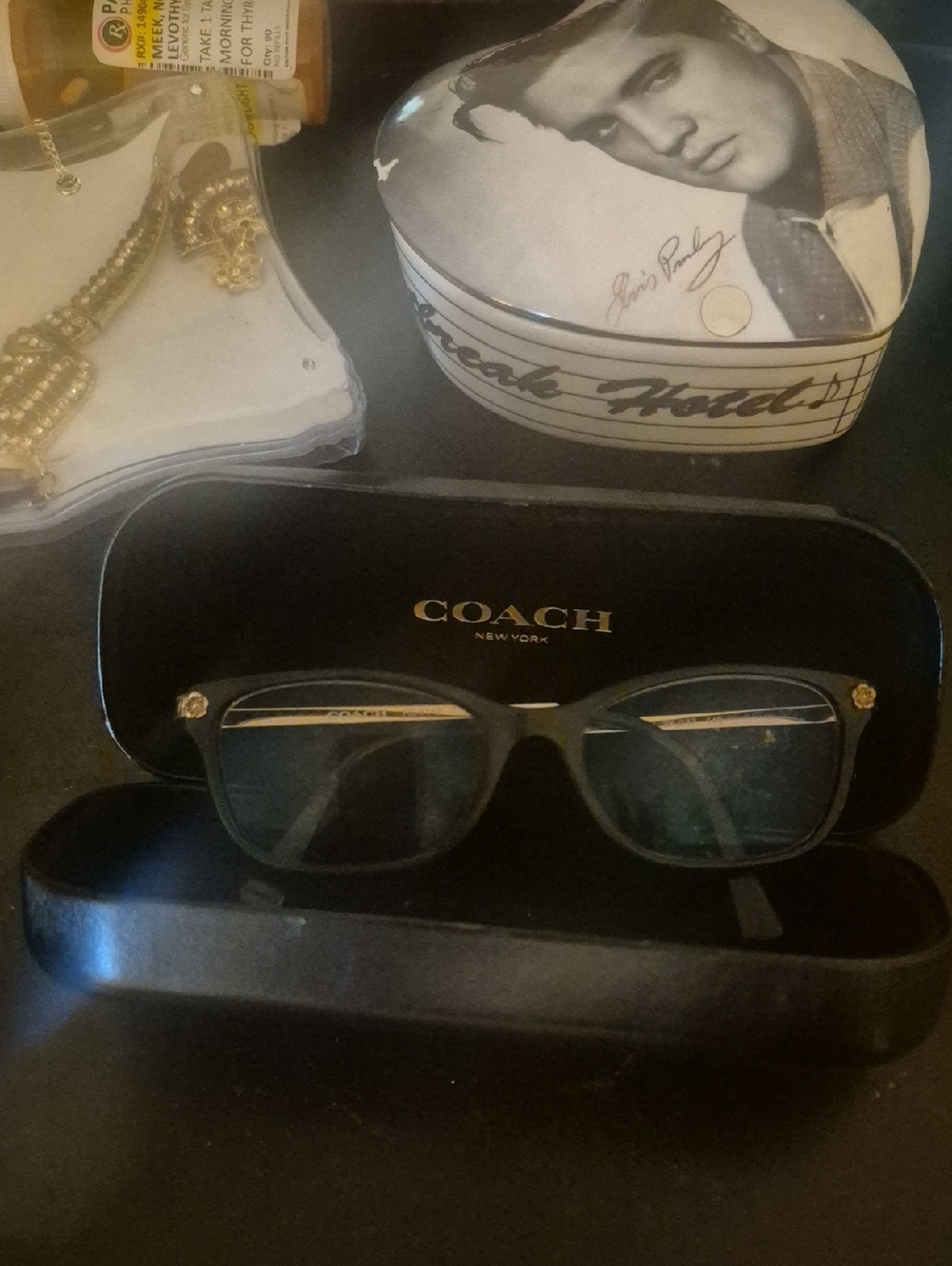 Coach Black Sunglasses with Gold Accents
